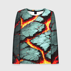 Лонгслив женский Треснувший камень жёлтый, цвет: 3D-принт