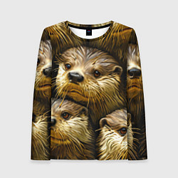 Лонгслив женский Мордочки выдр, цвет: 3D-принт