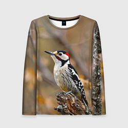 Лонгслив женский Дятел в лесу, цвет: 3D-принт