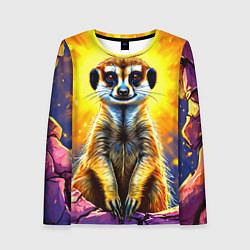 Женский лонгслив Сурикат в яркиз лучах солнца