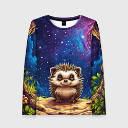 Женский лонгслив Ежик и звездное небо