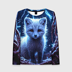 Женский лонгслив Песец в разрядах молний