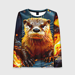 Женский лонгслив Выдра в огне