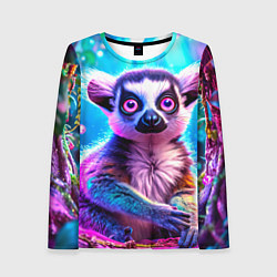 Женский лонгслив Лемур в сказочном лесу