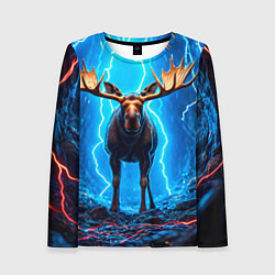 Женский лонгслив Лось и молния