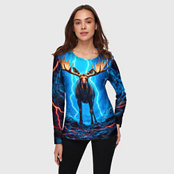 Лонгслив женский Лось и молния, цвет: 3D-принт — фото 2