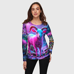 Лонгслив женский Козлик в розовом, цвет: 3D-принт — фото 2