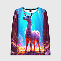 Женский лонгслив Лама в неоновых лучах