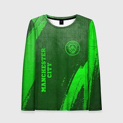 Женский лонгслив Manchester City - green gradient вертикально