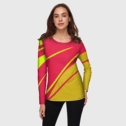 Лонгслив женский Красно-розовый с салатовым точечный, цвет: 3D-принт — фото 2