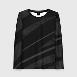 Лонгслив женский Чёрный с серым абстракция полосы, цвет: 3D-принт