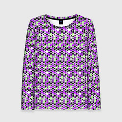 Лонгслив женский Киберпанк шестиугольники фиолетовые, цвет: 3D-принт
