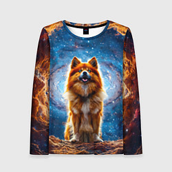 Лонгслив женский Финский лаппхунд в космосе, цвет: 3D-принт