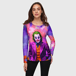 Лонгслив женский Джокер и фиолетовые краски, цвет: 3D-принт — фото 2