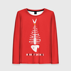 Женский лонгслив Merry Christmas - skeleton fish