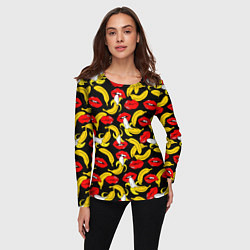 Лонгслив женский Губы и бананы, цвет: 3D-принт — фото 2