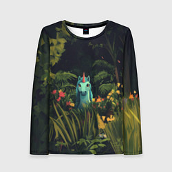 Лонгслив женский Голубая единорожка, цвет: 3D-принт