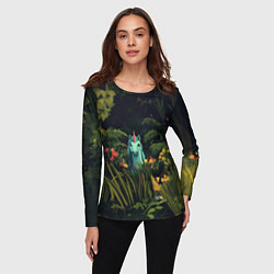 Лонгслив женский Голубая единорожка, цвет: 3D-принт — фото 2