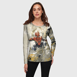 Лонгслив женский Человек - паук маслом, цвет: 3D-принт — фото 2