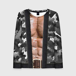 Лонгслив женский Мужское накаченное тело в камуфляже, цвет: 3D-принт