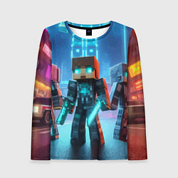 Женский лонгслив Minecraft - ai art neon glow
