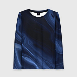 Лонгслив женский Тёмный синий абстракция дымчатый, цвет: 3D-принт