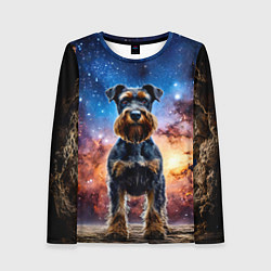 Лонгслив женский Ризеншнауцер в космосе, цвет: 3D-принт