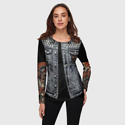 Лонгслив женский Джинсовка с черепом и татуировкой дракона, цвет: 3D-принт — фото 2