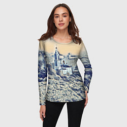 Лонгслив женский Храм на фоне современного города, цвет: 3D-принт — фото 2