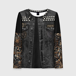 Лонгслив женский Джинсовка с славянским викингом и татуировками, цвет: 3D-принт