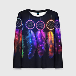 Женский лонгслив Ловцы снов - свечение перьев