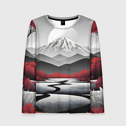 Лонгслив женский Белые горы и красные деревья, цвет: 3D-принт