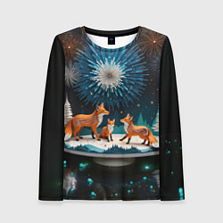 Лонгслив женский Семья из трех лисиц, цвет: 3D-принт