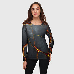 Лонгслив женский Серая текстура с золотым изломом, цвет: 3D-принт — фото 2