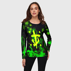 Лонгслив женский Doom кислотный снег в огне лого, цвет: 3D-принт — фото 2