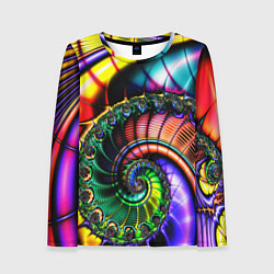 Лонгслив женский Фрактальный узор неоновый, цвет: 3D-принт