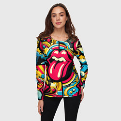 Лонгслив женский Rolling Stones logo - pop art pattern, цвет: 3D-принт — фото 2