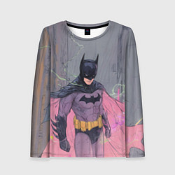Женский лонгслив Бэтмен с розовым плащом