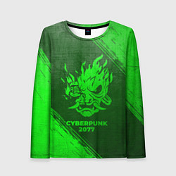 Женский лонгслив Cyberpunk 2077 - green gradient