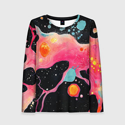 Лонгслив женский Розовая текстура в черном, цвет: 3D-принт