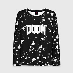 Женский лонгслив Doom белые краски всплеск