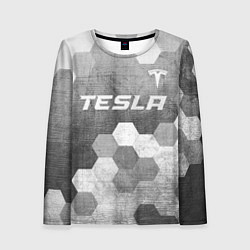Лонгслив женский Tesla - grey gradient посередине, цвет: 3D-принт