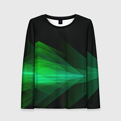 Лонгслив женский Неоновая зеленая абстракция на черном фоне, цвет: 3D-принт