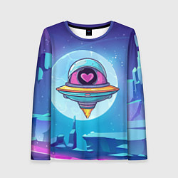 Лонгслив женский Нло с сердечком внутри, цвет: 3D-принт