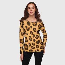 Лонгслив женский Коричневые пятна леопарда, цвет: 3D-принт — фото 2