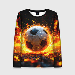 Женский лонгслив Футбольный мяч в огне