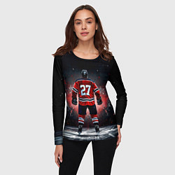 Лонгслив женский Хоккеист на черном, цвет: 3D-принт — фото 2