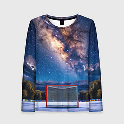 Женский лонгслив Хоккейные ворота в ночи