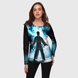 Лонгслив женский Айкидоист в дыму, цвет: 3D-принт — фото 2