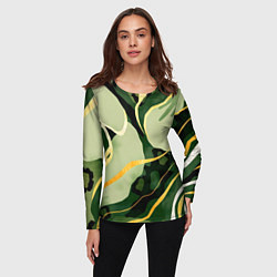 Лонгслив женский Зеленый природный паттерн, цвет: 3D-принт — фото 2
